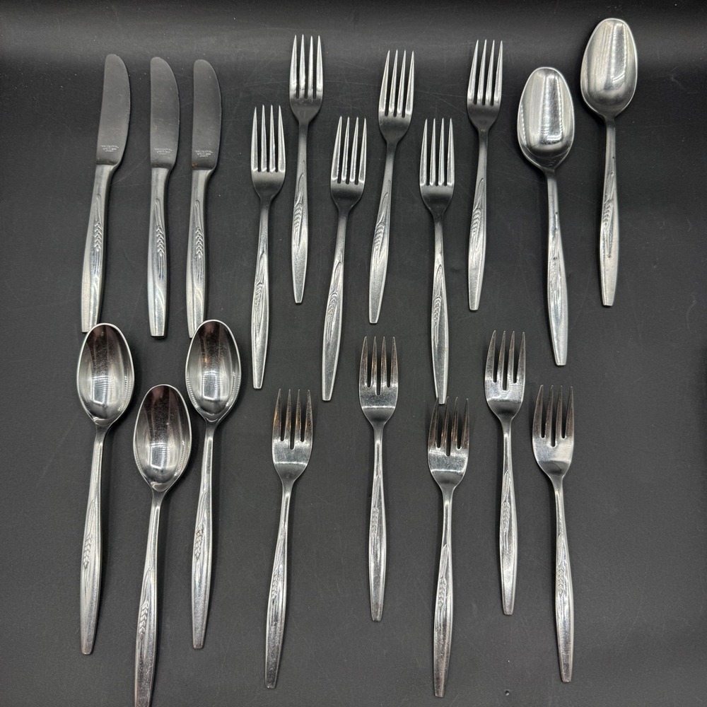 Vintage Prudential Flatware Set Silverware Japan Wheat Pattern MCM 22 Piece Set